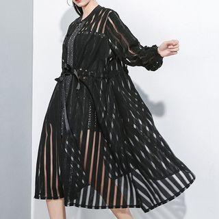 Striped Midi Zip Jacket