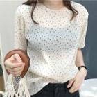 Dotted Short-sleeve Chiffon Top
