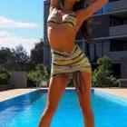 Set: Two-tone Bikini + Drawstring Cover Skirt