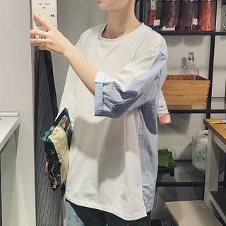Elbow-sleeve Mock Two-piece T-shirt (various Designs)