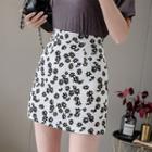 Floral Print Fitted Mini Skirt