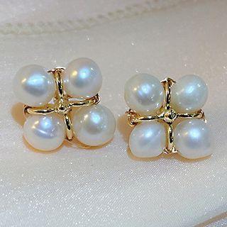 Freshwater Pearl Earring 1 Pair - Silver Needle - Gold - One Size