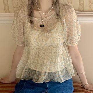 Short-sleeve Floral Top / Camisole Top