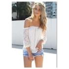 3/4-sleeve Off Shoulder Lace Top