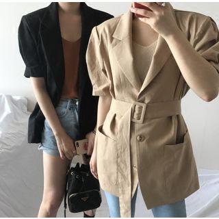 Short-sleeve Blazer With Belt