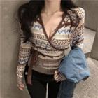 Patterned Wrap Sweater