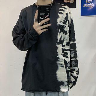 Long-sleeve Tie Dye Panel T-shirt