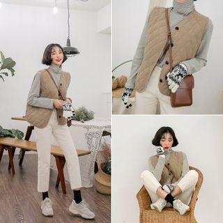 Button-front Quilted Vest