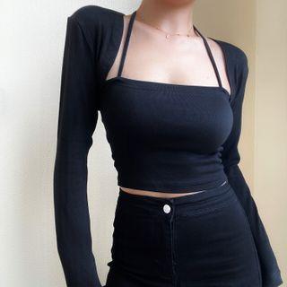 Set: Halter-neck Camisole Top + Shrug