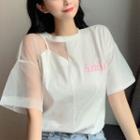 Mesh Short Sleeve Printed T-shirt