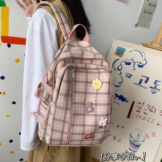 Plaid Pinned Backpack / Bag Charm / Set