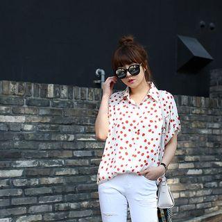 Turn-up Sleeve Dotted Shirt