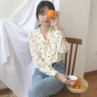 Polka Dot Ruffle Blouse As Shown In Figure - One Size