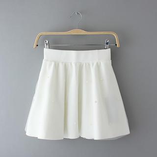 Faux Pearl A-line Skirt