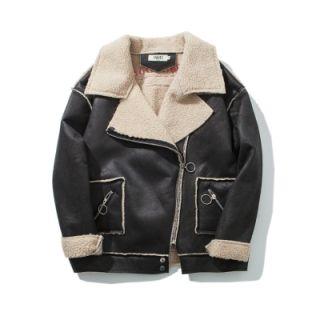 Couple Matching Fleece-lining Lettering Jacket