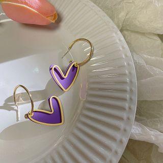 Heart Earring 1 Pair - Purple - One Size