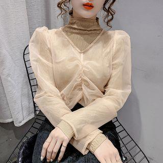 Set: Mock-neck Top + Sheer Top