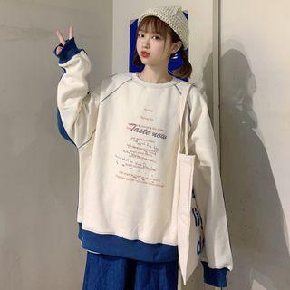 Color Block Lettering Print Sweatshirt