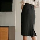 Pleated Back Pencil Skirt