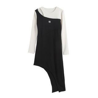 Long-sleeve Cutout Irregular Sheath Dress