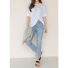 Plus Size - Round-neck Linen Blend T-shirt