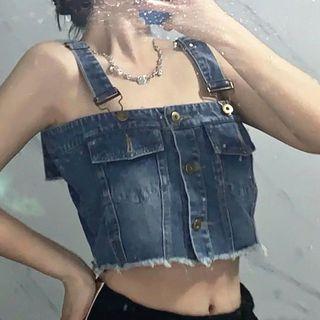 Distressed Denim Camisole Top