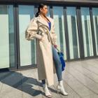 Wide-lapel Balloon-sleeve Long Trench Coat