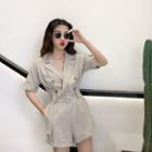 Short-sleeve Double-breasted Playsuit