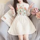 Floral Embroidered A-line Chiffon Dress