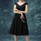 V-neck Short-sleeve Cocktail Dress