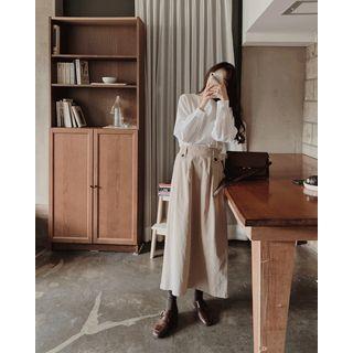 Button-tab Maxi A-line Skirt