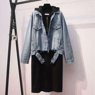 Set: Denim Jacket + Hooded Dress