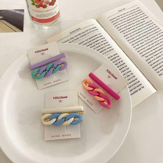 Set Of 2 : Bar / Chunky Chain Resin Hair Clip