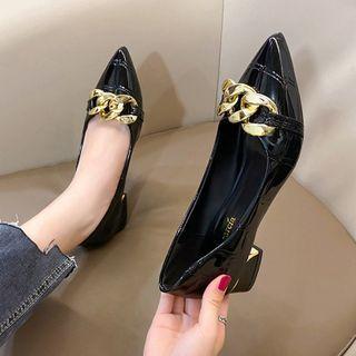 Chunky Chain Accent Block-heel Pumps