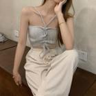 Knit Cropped Camisole Top / Wide Leg Pants