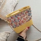 Chain Strap Tweed Faux Leather Crossbody Bag