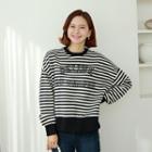 Letter Stripe Oversize Sweatshirt