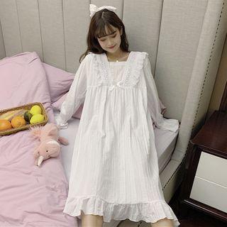 Ruffle Sleep Dress White - One Size