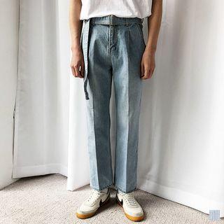 Belted Straight-cut Jeans
