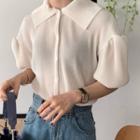 Puff-sleeve Knit Shirt
