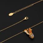 Squirrel Glaze Pendant Alloy Necklace Brown & White & Gold - One Size