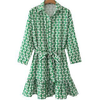 Retro Print Mini Shirt Dress