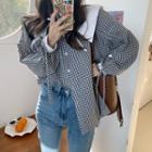 Contrast Collar Gingham Blouse