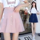 Mini Pleated Buttoned Skirt