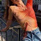 Short-sleeve Ombre Drawstring T-shirt