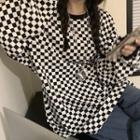 Checkered Sweatshirt Check - Black & White - One Size