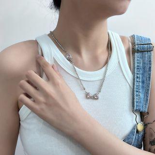 Heart Rhinestone Alloy Necklace