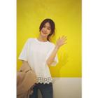 Lace-hem Cotton T-shirt