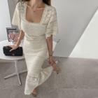 Set: Full-lace Long Dress + Tube Top Ivory - One Size