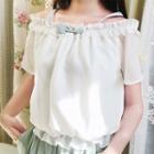 Cold-shoulder Chiffon Top White - One Size
